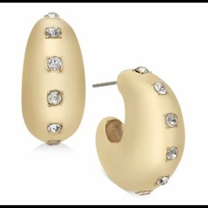 INC Gold-Tone Pavé-Studded Puff Hoop Earrings